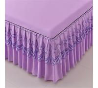 LoiYtrd Ensemble Cache-sommier et draps de Couleur Unie Ensemble Cache-sommier et draps à Finitions en Dentelle Ensemble de draps à Volants(Purple,138x190cm)