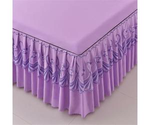 LoiYtrd Ensemble Cache-sommier et draps de Couleur Unie Ensemble Cache-sommier et draps à Finitions en Dentelle Ensemble de draps à Volants(Purple,138x190cm)