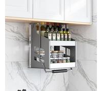 LoiYtrd Étagère de Cuisine à 2 Niveaux Rabattable for Armoire Murale, Panier de Rangement en Acier Inoxydable for épices(54 * 28 * 52cm)