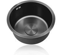 LoiYtrd Évier de Caravane Compact à Une cuve en Acier Inoxydable 304 Noir(Ø 40cm)