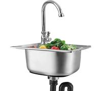 LoiYtrd Évier de Cuisine encastré en Acier Inoxydable à Une cuve avec Robinet et Siphon(42x38cm)