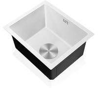 LoiYtrd Évier de Cuisine rectangulaire en Acier Inoxydable Blanc à Une cuve(38x30x21cm)