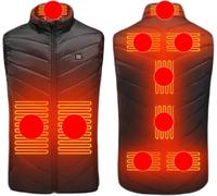 LoiYtrd Gilet Chauffant Rechargeable par USB avec 9 Zones de Chauffe et 3 Modes de Chauffage. Vêtement Chauffant d'hiver idéal for la Moto, la Chasse et la randonnée.(Noir,S)