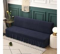LoiYtrd Housse de canapé-lit for canapés sans accoudoirs, Housse de Protection Extensible de Couleur Unie avec Ourlet à Volants(Navy Blue,120-150cm)