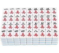LoiYtrd Jeu de Mahjong Version Chinoise avec 144 tuiles gravées, Divertissement ménager