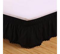 LoiYtrd Jupe de lit enveloppante, Style élastique, avec enveloppe de lit, Base de lit à Volants, résistante aux Rides(Black,180x200x38cm)
