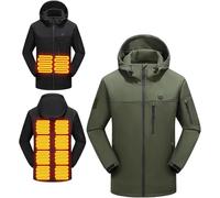 LoiYtrd Manteau Chauffant imperméable for Homme et Femme, 10 Zones de Chauffage, vêtement d'hiver Chauffant for Le Camping, l'équitation, la randonnée(Green,L)