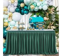 LoiYtrd Nappe Extensible avec Ourlet à Volants, Parfaite for Les Mariages, Les Anniversaires, Les fêtes prénatales et Les banquets.(Dark Green,14FT(427cm*77cm))