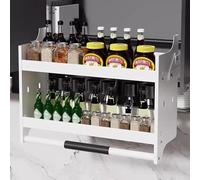 LoiYtrd Organisateur d'armoire Coulissant en Acier Inoxydable à 2 Niveaux for Plats et épices Étagère coulissante for Armoire de Cuisine(W70cm)