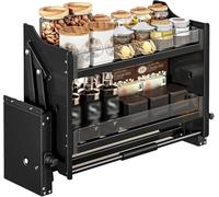 LoiYtrd Organisateur de Cuisine à 2 Niveaux en Alliage, étagère coulissante Robuste for Cuisine, étagère Murale coulissante for armoires(71 * 26 * 53cm)