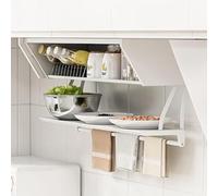 LoiYtrd Organisateur d'épices en métal avec Portes d'armoires Bras robotisé à Double Coussin de Cuisine Rabattable à 2 Niveaux de Cuisine de Grande capacité Blanc(70cm/27.6in)