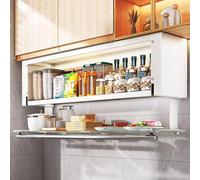 LoiYtrd Organisateur sous étagère en Aluminium, étagère à épices Rabattable avec capteur Lumineux, for Garde-Manger/Armoire/Placard, for Suspendre Les placards et Les Murs(W19.7)