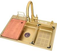 LoiYtrd Robinet extractible for Grand évier Simple en Acier Inoxydable 304 avec raccords Inclus(75x46x22cm)