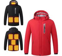 LoiYtrd Veste chauffante électrique avec Capuche Amovible, Veste épaisse for l'hiver(Rosso,XX-Large)