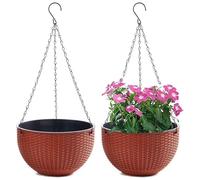 LOJAX Ensemble de 2 Pots de Fleurs Suspendus avec chaîne en Acier Inoxydable, Pots de Fleurs Suspendus pour Balcon intérieur et extérieur et Pots de Fleurs Suspendus