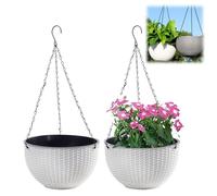 LoJax Ensemble de 2 Pots de Fleurs Suspendus avec Chaîne en Acier Inoxydable, Pots de Fleurs Suspendus pour Intérieur et Extérieur