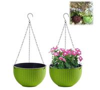 LOJAX Ensemble de 2 Pots de Fleurs Suspendus avec chaîne en Acier Inoxydable, Pots de Fleurs Suspendus pour Balcon intérieur et extérieur et Pots de Fleurs Suspendus
