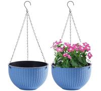 LOJAX Ensemble de 2 Pots de Fleurs Suspendus avec Chaîne en Acier Inoxydable, Pots de Fleurs Suspendus pour Intérieur et Extérieur