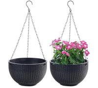 LOJAX Ensemble de 2 Pots de Fleurs Suspendus avec Chaîne en Acier Inoxydable, Pots de Fleurs Suspendus pour Intérieur et Extérieur