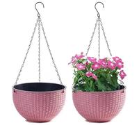 LOJAX Ensemble de 2 Pots de Fleurs Suspendus avec chaîne en Acier Inoxydable, Pots de Fleurs Suspendus pour Balcon intérieur et extérieur et Pots de Fleurs Suspendus