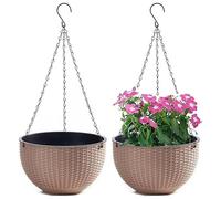 LOJAX Ensemble de 2 Pots de Fleurs Suspendus avec chaîne en Acier Inoxydable, Pots de Fleurs Suspendus pour Balcon intérieur et extérieur et Pots de Fleurs Suspendus