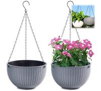 LOJAX Ensemble de 2 Pots de Fleurs Suspendus avec Chaîne en Acier Inoxydable, Pots de Fleurs Suspendus pour Intérieur et Extérieur