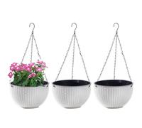 LOJAX Ensemble de 2 Pots de Fleurs Suspendus avec chaîne en Acier Inoxydable, Pots de Fleurs Suspendus pour Balcon intérieur et extérieur et Pots de Fleurs Suspendus