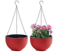 LOJAX Ensemble de 2 Pots de Fleurs Suspendus avec chaîne en Acier Inoxydable, Pots de Fleurs Suspendus pour Balcon intérieur et extérieur et Pots de Fleurs Suspendus