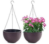 LOJAX Ensemble de 2 Pots de Fleurs Suspendus avec Chaîne en Acier Inoxydable, Pots de Fleurs Suspendus pour Intérieur et Extérieur