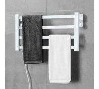 LoJax Sèche-Serviettes Mural 220 V, Radiateur Sèche-Serviettes Électrique, Porte-Serviettes Chauffant, Étendoir De Salle De Bain avec 4 Barres De Tube Carrées