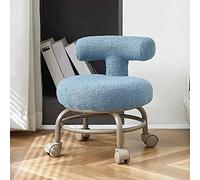 LoJax Tabouret Bas À Poulies Tabouret À roulettes Universel avec Dossier Et Coussin en Velours d'agneau Tabouret À roulettes À Rotation 360° pour La Maison, Le Bureau Et Le Fitness