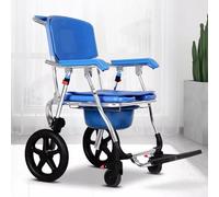 LoJax Tabouret De Douche Pliant avec Roulette - Chaise pour Personnes Âgées Et Handicapées, Siège avec Accoudoirs Et Dossier, Pot Amovible, Charge 120kg