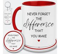 LOJEYYGLE Cadeau de remerciement pour femme - Never Forget The Difference That You Make - Coffret cadeau d'adieu avec dessous de verre et porte-clés - Cadeau de départ à la retraite pour ami, collègue