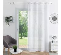 LOJI - Voilage Brodé Style Graphique - Polyester - Tamisant, Transparent, Moderne - Prêt à Poser, Fenêtre Salon Chambre Cuisine - 140 x 240 cm - Blanc