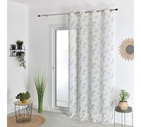 LOJI - Voilage Tamisant en Étamine Fleurie - Polyester Oeko-Tex - Motif Feuillages et Fleurs - Transparent pour Fenêtre Salon Chambre - Prêt à Poser - 140 x 240 cm - Taupe