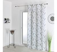 LOJI - Voilage Tamisant en Étamine Fleurie - Polyester Oeko-Tex - Motif Feuillages et Fleurs - Transparent pour Fenêtre Salon Chambre - Prêt à Poser - 140 x 240 cm - Gris Clair