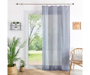 LOJI - Voilage Uni à Anneaux - 100% Polyester - Rideau Transparent Tamisant - Installation Facile avec Anneaux Amovibles - Idéal pour Salon, Chambre, Cuisine - Bleu - 240 x 140 cm