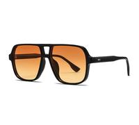 LOJUDI Lunettes de soleil homme femme vintage années 70 pilote carré orange grands verres rétro lunettes protection UV400, Noir/verres oranges, Large