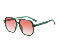 LOJUDI Lunettes de soleil rétro pour homme et femme années 70 - Lunettes de pilote carrées - Grands verres pour protection UV400, Verres verts/roses, m