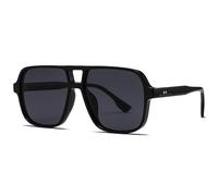 LOJUDI Lunettes de soleil rétro pour homme et femme - Lunettes de pilote des années 70 - Carrées - Vintage - Grands verres - Pour protection UV400, Noir/gris dégradé