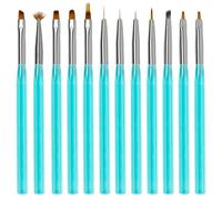 Lokaloka 12 Pinceau Nail Art Ongles Gel Professionnel avec Pinceau Degrader Ombre, Pinceaux Construction UV Bout Rond Liner Fin Fleur Eventail French Set pour Vernis Semi Permanent Peinture Acrylique