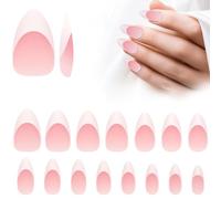 Lokaloka Faux Ongles Capsules French Amande Court pour Nail Art Gel, 300 Pièces 15 Tailles Press on Nails Stiletto Americaine Pré-appliqués Pré-colorés Professionnelle Kit Manucure Acrygel Acrylique