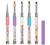 Lokaloka Pinceau Nail Art Kawaii Ongles Gel Professionnel avec Capuchon Pinceau Ombre, 5 Pièces Pinceaux UV Construction French Fin Rond Liner Plat Degrader Set pour Vernis Semi Permanent Peinture