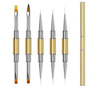 Lokaloka Pinceau Nail Art Ongles Gel Double Embout Professionnel avec Capuchon Double, 5 Pièces 10 Têtes Pinceaux Dégradé Fin Set pour Vernis Semi Permanent Ongle Construction Acrylique