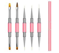 Lokaloka Pinceau Nail Art Ongles Gel Double Embout Professionnel avec Capuchon Double, 5 Pièces 10 Têtes Pinceaux Dégradé Fin Set pour Vernis Semi Permanent Ongle Construction Acrylique