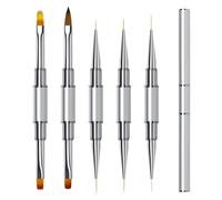 Lokaloka Pinceau Nail Art Ongles Gel Double Embout Professionnel avec Capuchon Double, 5 Pièces 10 Têtes Pinceaux Dégradé Fin Set pour Vernis Semi Permanent Ongle Construction Acrylique