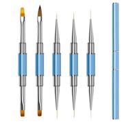 Lokaloka Pinceau Nail Art Ongles Gel Double Embout Professionnel avec Capuchon Double, 5 Pièces 10 Têtes Pinceaux Dégradé Fin Set pour Vernis Semi Permanent Ongle Construction Acrylique