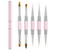 Lokaloka Pinceau Nail Art Ongles Gel Double Embout Professionnel avec Capuchon Double, 5 Pièces 10 Têtes Pinceaux Dégradé Fin Set pour Vernis Semi Permanent Ongle Construction Acrylique