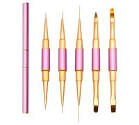 Lokaloka Pinceau Nail Art Ongles Gel Double Embout Professionnel avec Capuchon Double, 5 Pièces Pinceaux Dégradé Fin Set pour Vernis Semi Permanent Ongle Construction Acrylique