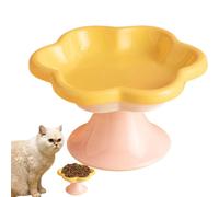 Lokaquk Raised Cat Bowl, Cat Bowls, Elevated Cat Food Bowl, Flower-Shaped Ceramic Feeding Dish for Cats and Small Dogs, Elevated Water Bowl for Small Dogs, Fat Faced Cats, and Kittens